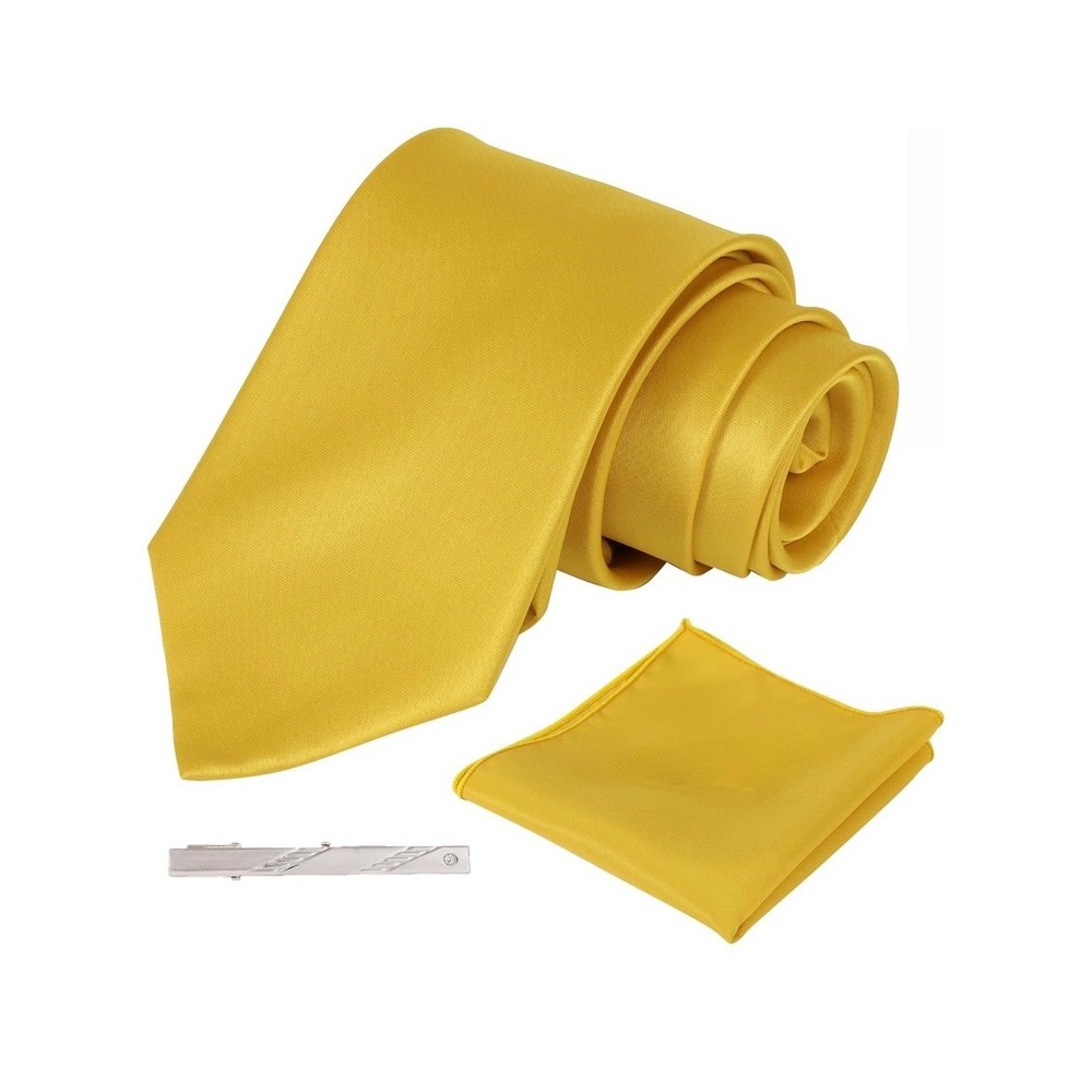 THESRYTTL Mens Solid Chrome Yellow Necktie